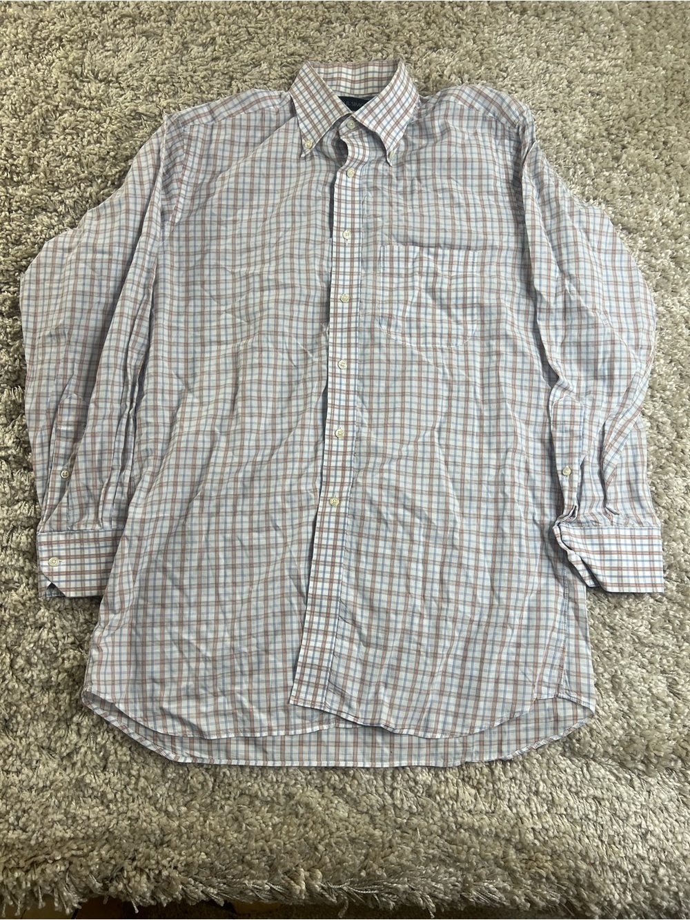 Paul Simon Long-Sleeve Plaid Button-Down Shirt - Light Blue & Brown